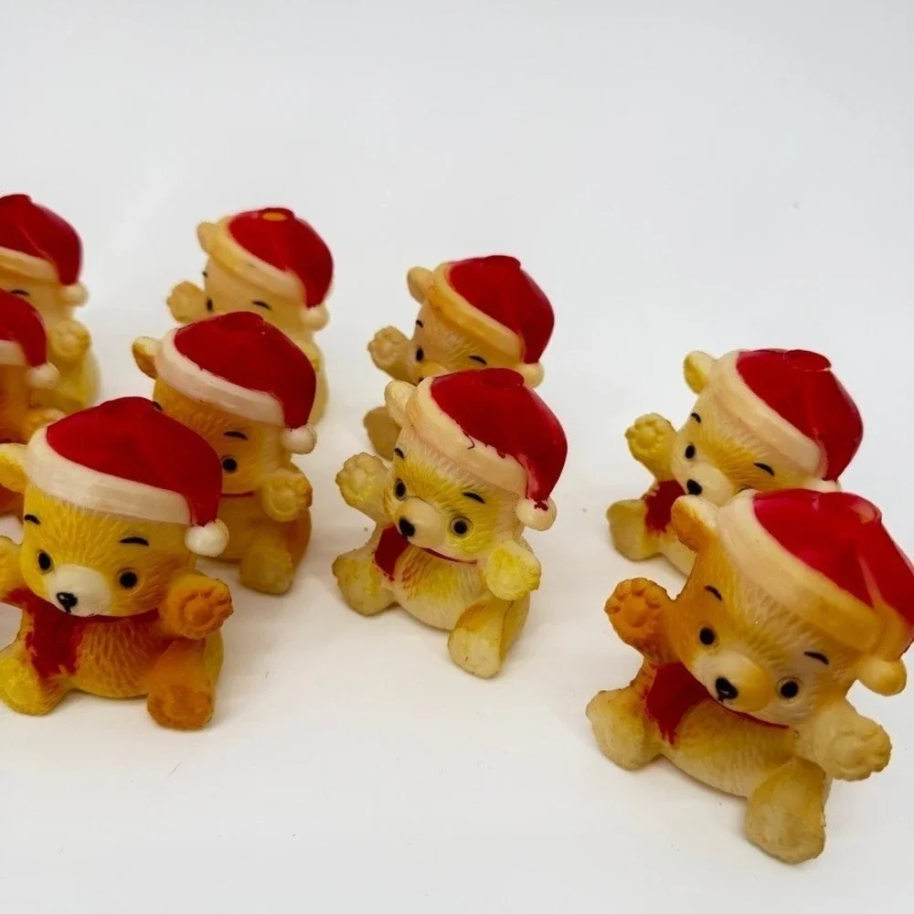 VTG Teddy Bear Christmas Holiday Blow Mold String Light Covers Set of 15